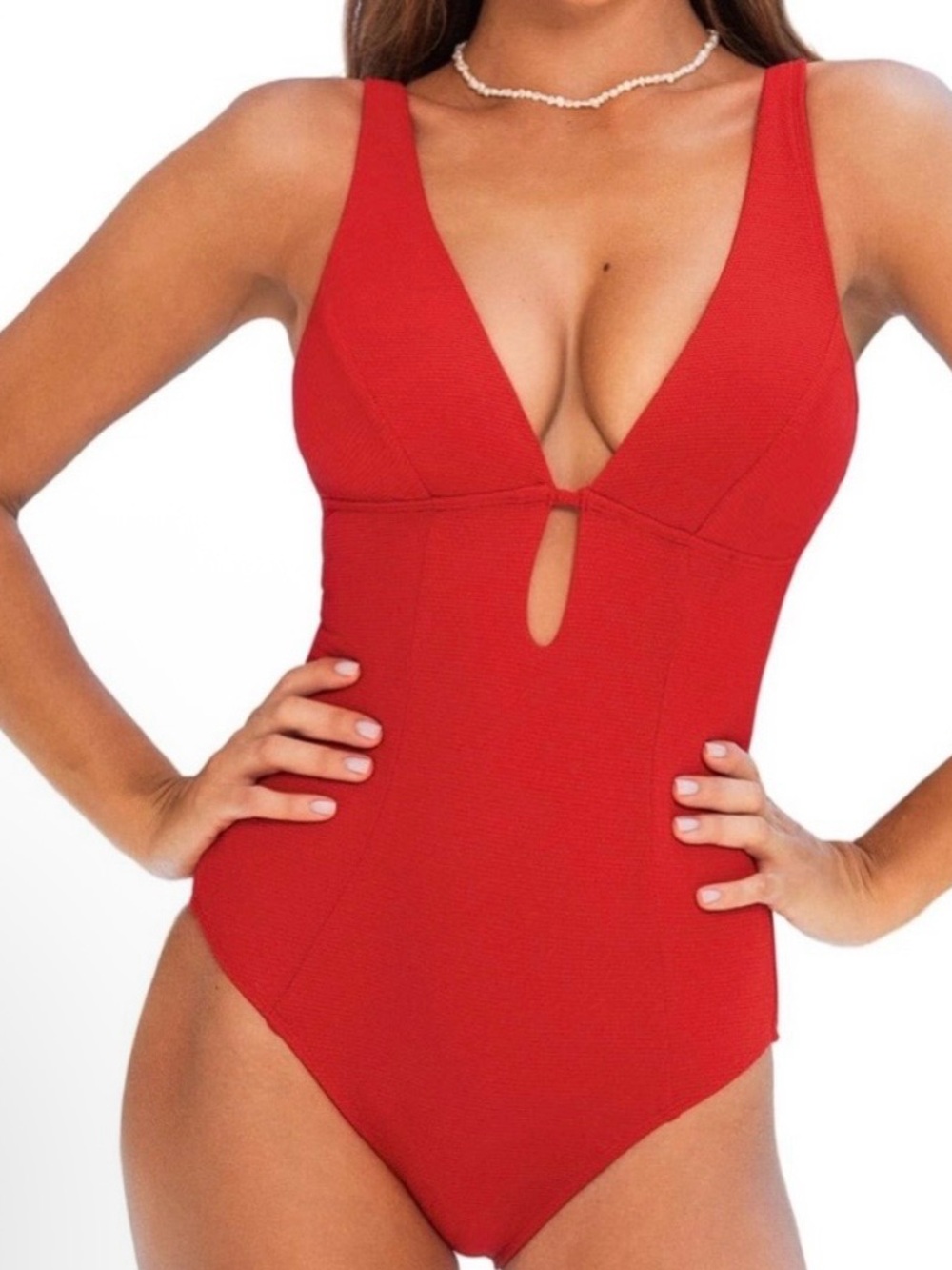 Cupshe NWT XL SEXY Red V-Neck CUT OUT AND STRAPPY BACK One-Piece Swimsuit